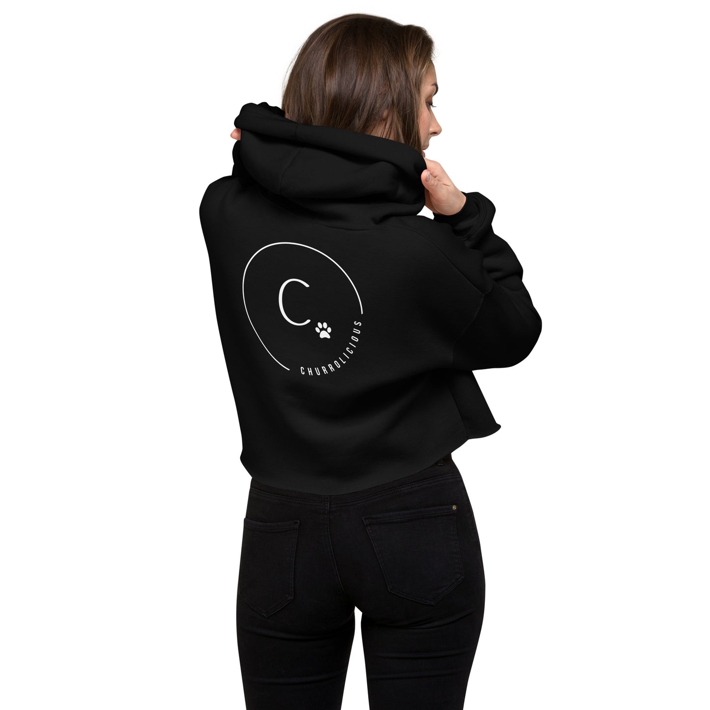 Signature CHURROlicious Cropped Hoodie with Embroidery Front & Back (Bella + Canvas)